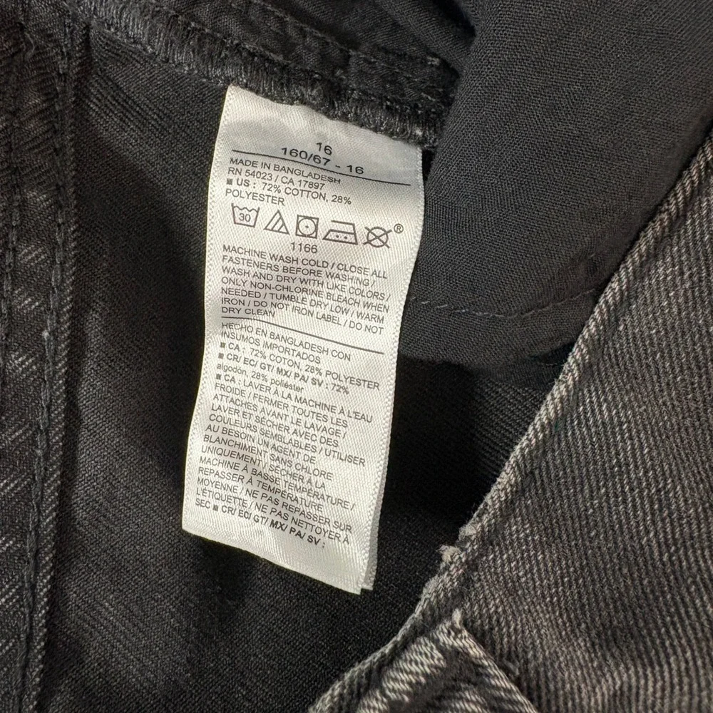 Old Navy Girls Jeans 16 Black High Rise Baggy Wide Leg Built-In Tough Adjustable